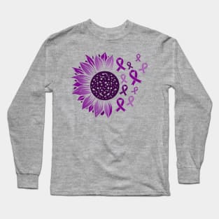 Purple Awareness Sunflower Long Sleeve T-Shirt